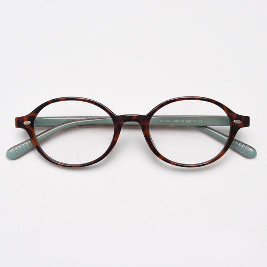 MieMie Affordable light TR90 vintage oval eyeglass frame, brown, black, gray, green, khaki, tortoise, featuring ALL-IN-ONE multi-coated lenses for anti-blue, anti-scratch, and oil-resistant protection.